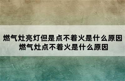 燃气灶亮灯但是点不着火是什么原因 燃气灶点不着火是什么原因